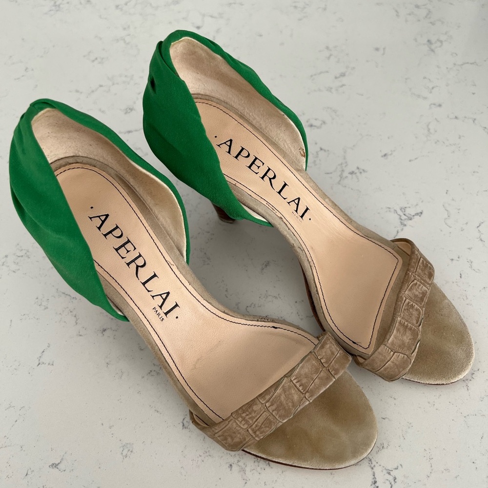 APERLAI Paris Mixed Material Wedge Heels